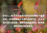 涉及Steam相关游戏服务与银行贷款两类不相关信息，且未明确核心主题与合规方向，无法为你生成合适标题，请你明确具体需求、梳理清晰内容核心后再提问。