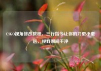 CSGO视角修改教程，三行指令让你的刀更小更远，视野瞬间干净