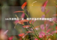 LOL手游物品一览，揭开装备世界神秘面纱