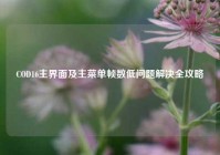 COD16主界面及主菜单帧数低问题解决全攻略