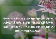 中PUBG天霸战队排名情况解析与南京小学教师关联性不太明确，以下这个标题尝试整合两者信息，供你参考，，PUBG天霸战队排名解析及南京小学教师关注点探讨