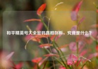 和平精英号大全密码真相剖析，究竟是什么？