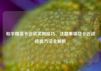 和平精英卡近战实用技巧、注意事项及卡近战技能方法全解析
