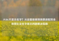 PUBG不显示名字？从设置排查到场景适配的全场景队友名字显示问题解决指南