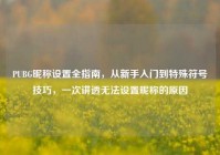 PUBG昵称设置全指南，从新手入门到特殊符号技巧，一次讲透无法设置昵称的原因