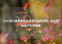 PUBG官方最低画质绝非凑活玩的妥协，是千万玩家的生存刚需