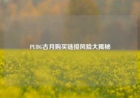 PUBG古月购买链接风险大揭秘
