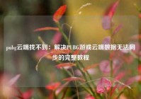 pubg云端找不到：解决PUBG游戏云端数据无法同步的完整教程
