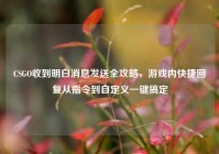 CSGO收到明白消息发送全攻略，游戏内快捷回复从指令到自定义一键搞定