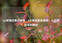 dnf举报结果在哪看·DNF举报系统测评：公正与效率的博弈