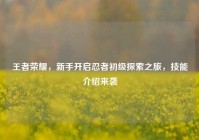王者荣耀，新手开启忍者初级探索之旅，技能介绍来袭