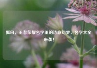 狐白，王者荣耀名字里的诗意幻梦，名字大全来袭！