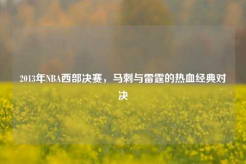 2013年NBA西部决赛,马刺与雷霆的热血经典对决