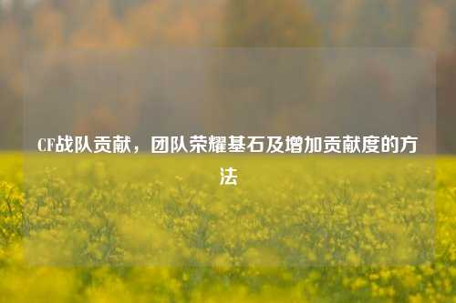 CF战队贡献,团队荣耀基石及增加贡献度的方法