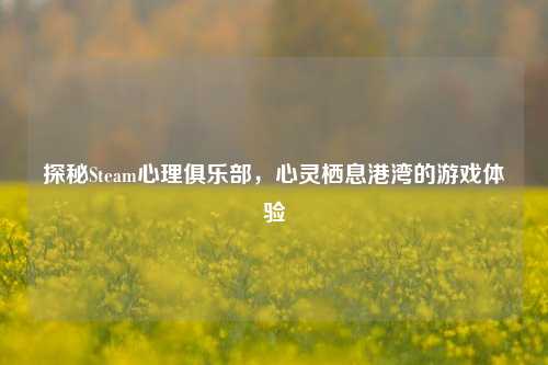 探秘Steam心理俱乐部，心灵栖息港湾的游戏体验