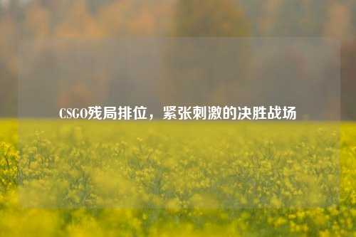 CSGO残局排位，紧张刺激的决胜战场