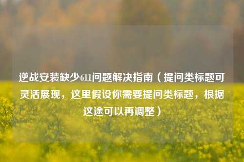 逆战安装缺少611问题解决指南（提问类标题可灵活展现，这里假设你需要提问类标题，根据这途可以再调整）