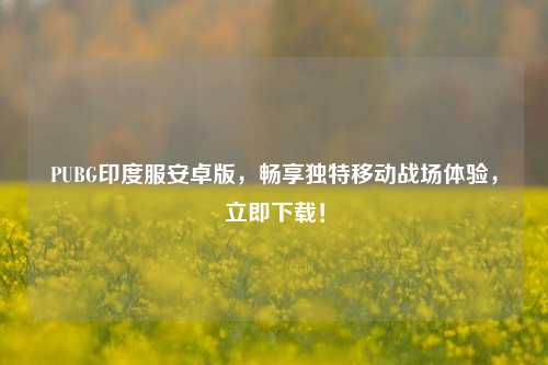 PUBG印度服安卓版,畅享独特移动战场体验,立即下载!