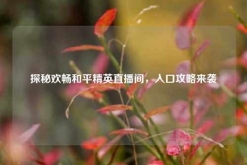 探秘欢畅和平精英直播间,入口攻略来袭