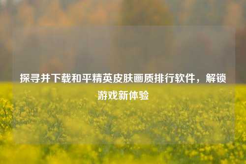 探寻并下载和平精英皮肤画质排行软件，解锁游戏新体验