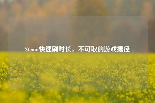 Steam快速刷时长,不可取的游戏捷径