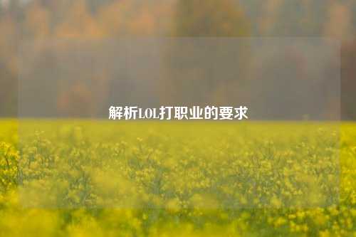 解析LOL打职业的要求