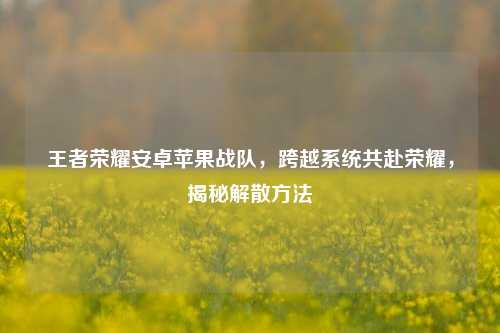 王者荣耀安卓苹果战队，跨越系统共赴荣耀，揭秘解散方法