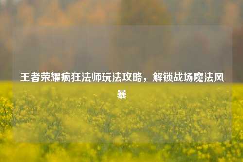 王者荣耀疯狂法师玩法攻略,解锁战场魔法风暴