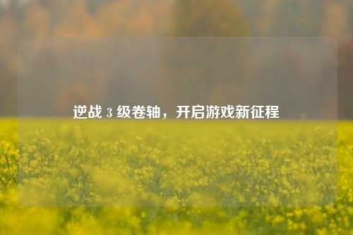 逆战 3 级卷轴,开启游戏新征程