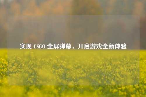 实现 CSGO 全屏弹幕,开启游戏全新体验