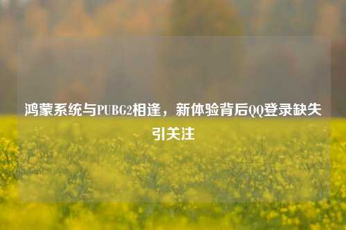 鸿蒙系统与PUBG2相逢，新体验背后QQ登录缺失引关注