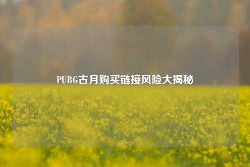 PUBG古月购买链接风险大揭秘