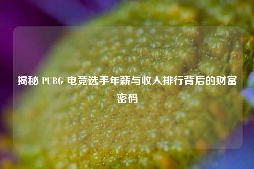 揭秘 PUBG 电竞选手年薪与收入排行背后的财富密码