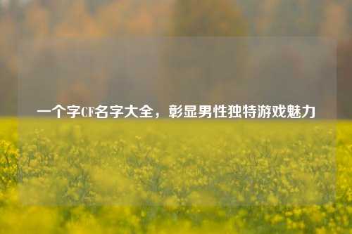 一个字CF名字大全，彰显男性独特游戏魅力