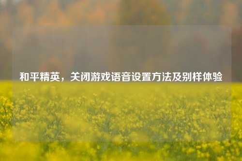 和平精英,关闭游戏语音设置方法及别样体验