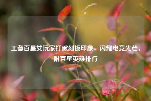 王者百星女玩家打破刻板印象,闪耀电竞光芒,附百星英雄排行
