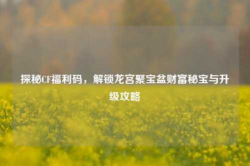 探秘CF福利码,解锁龙宫聚宝盆财富秘宝与升级攻略