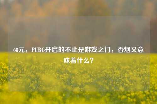 68元，PUBG开启的不止是游戏之门，香烟又意味着什么？