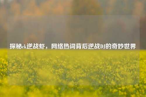探秘ck逆战虾,网络热词背后逆战DJ的奇妙世界