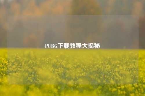 PUBG下载教程大揭秘