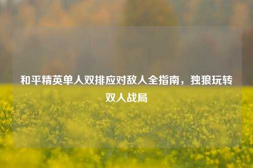 和平精英单人双排应对敌人全指南,独狼玩转双人战局