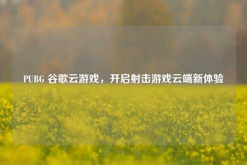 PUBG 谷歌云游戏，开启射击游戏云端新体验