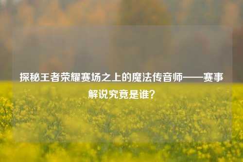 探秘王者荣耀赛场之上的魔法传音师——赛事解说究竟是谁?