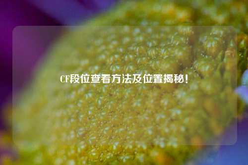 CF段位查看方法及位置揭秘！