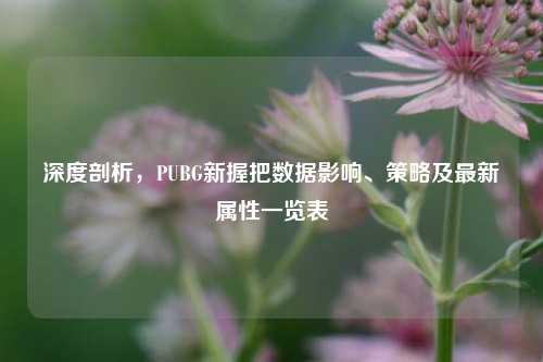 深度剖析，PUBG新握把数据影响、策略及最新属性一览表