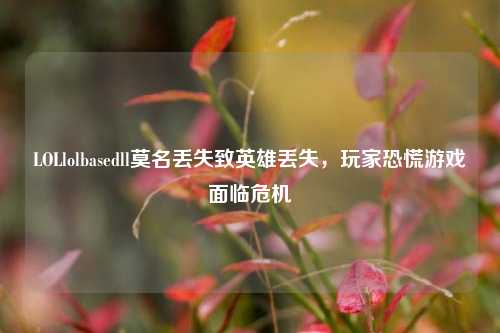 LOLlolbasedll莫名丢失致英雄丢失,玩家恐慌游戏面临危机