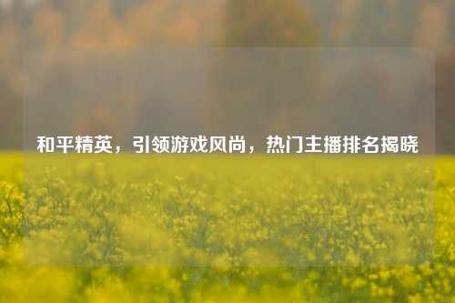 和平精英,引领游戏风尚,热门主播排名揭晓