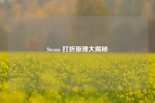 Steam 打折原理大揭秘
