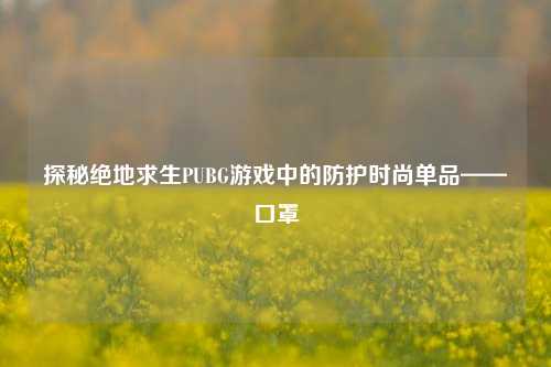 探秘绝地求生PUBG游戏中的防护时尚单品——口罩