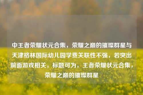 中王者荣耀状元合集,荣耀之巅的璀璨群星与天津格林国际幼儿园学费关联性不强,若突出前面游戏相关,标题可为,王者荣耀状元合集,荣耀之巅的璀璨群星